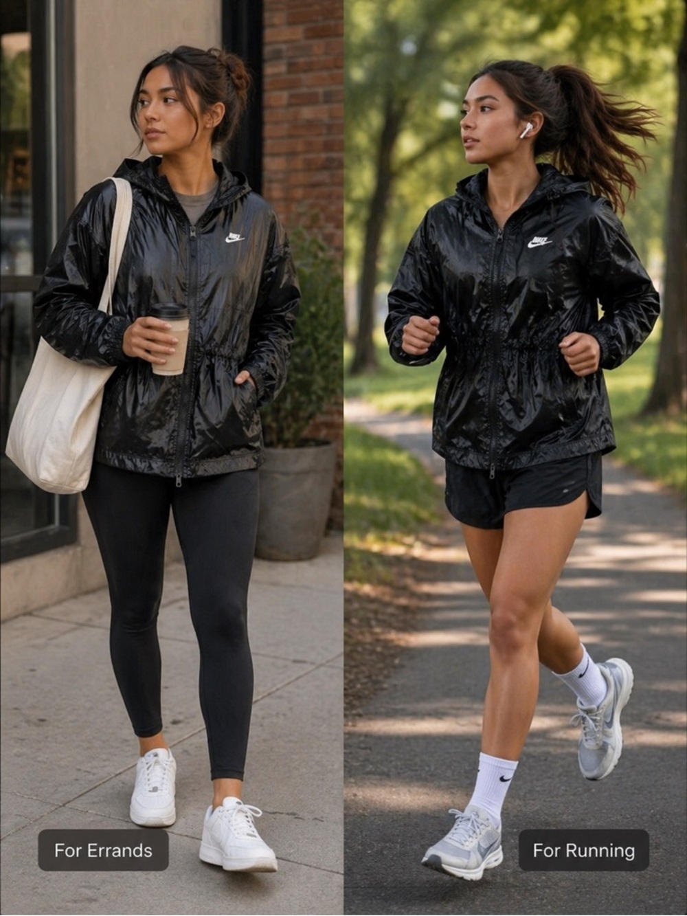 Nike Women's Shiny Black Utility Jacket for Running or Everyday Wear Size Small